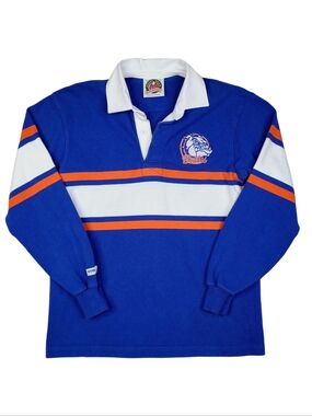 Vtg 90s Barbarian Striped Heavyweight Rugby Shirt S Bolles Bulldogs High School